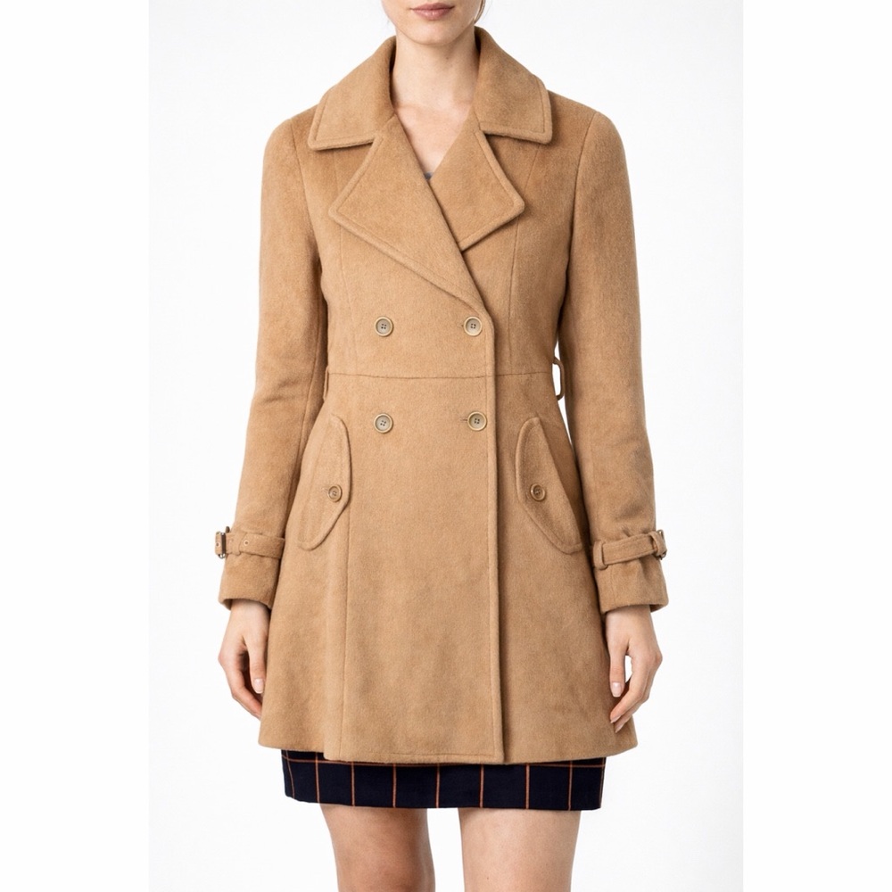 Theory Cellena B Angora (Rabbit Hair) Virgin Wool Peacoat